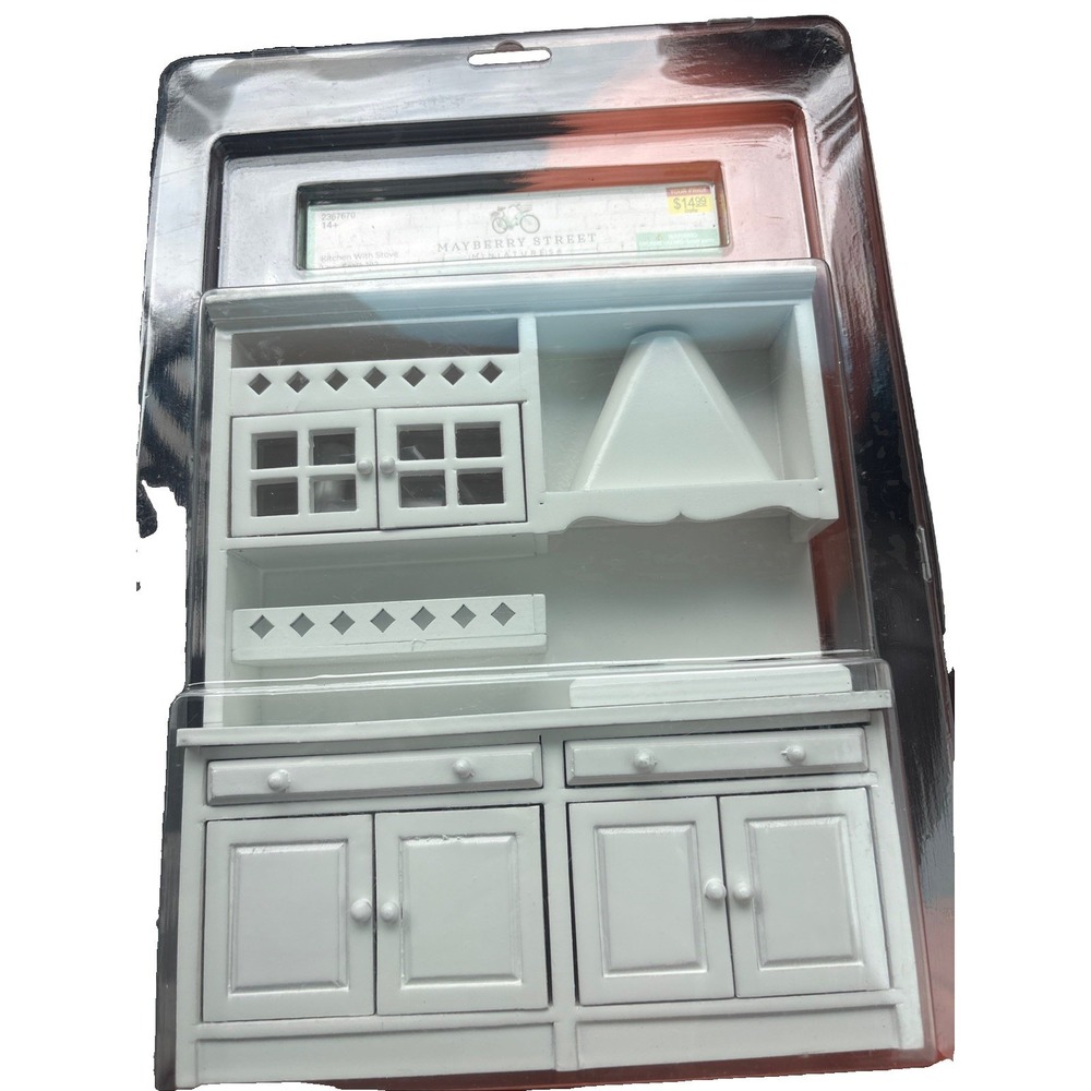 Dollhouse Miniature Wooden Kitchen Cabinets And Stove & Hood 1:12 Scale NEW